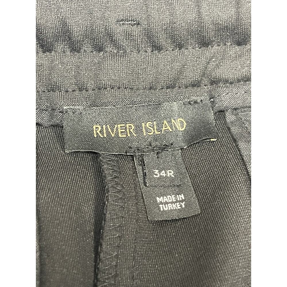 River Island Sweatpants Men 34x29 Black Super Skinny Side Trim Zip N202 - Picture 6 of 8